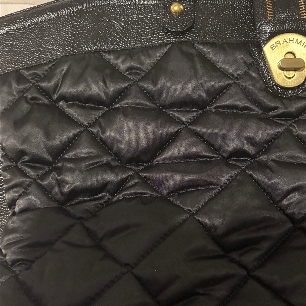 Brahmin Black Quilted Leather Briefcase - Picture 14 of 15